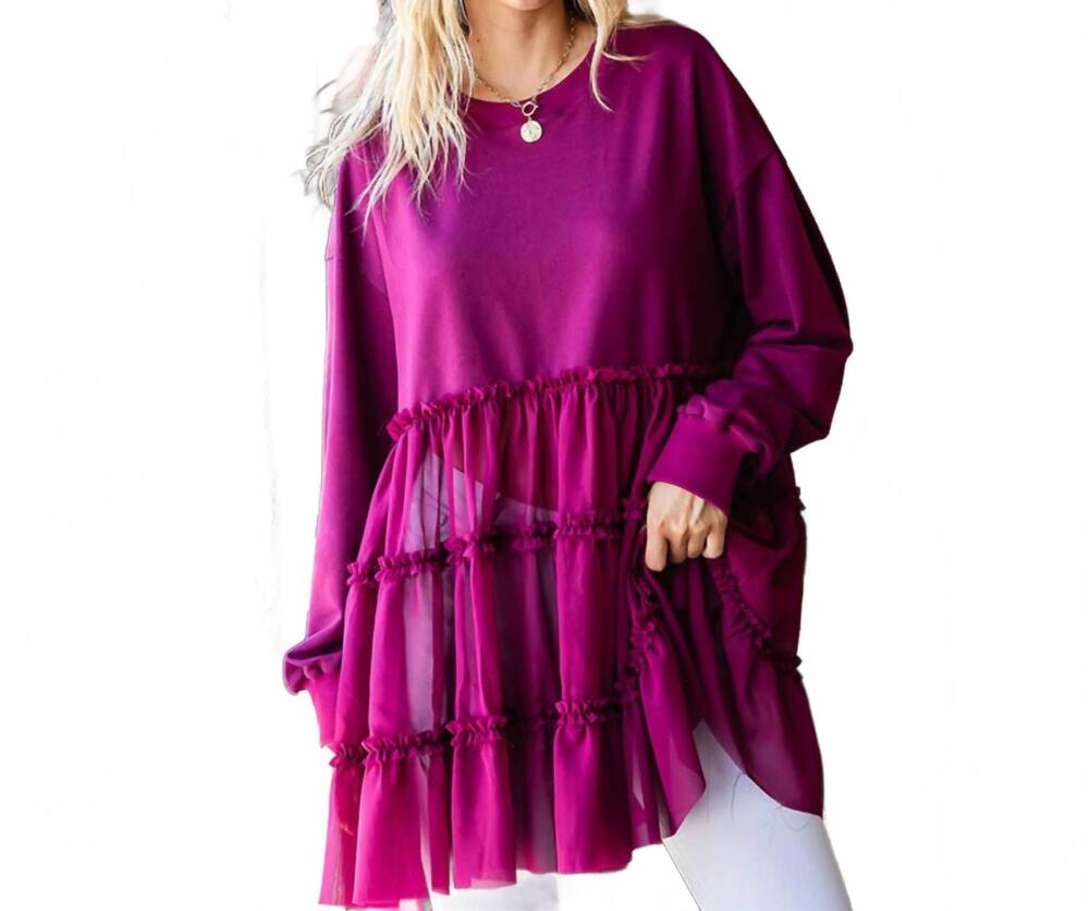 NEW FIRST LOVE layered chiffon top in wine